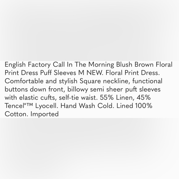 Gorgeous English factory dress NWT - Picture 4 of 8